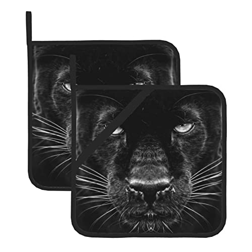 Animal Panther - Alfombrilla cuadrada de aislamiento térmico para horno, resistente al calor, soporte para sartenes 2 para microondas, barbacoa y hornear