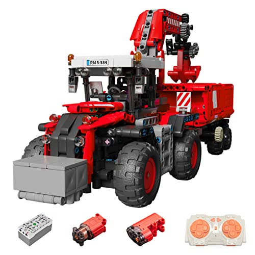 Tewerfitisme Tractor de tecnología para CLAAS XERION 5000 TRAC VC, 1481 bloques de construcción de pinza, maqueta de cortacésped con mando a distancia y motores, compatible con Lego Techinc 42054
