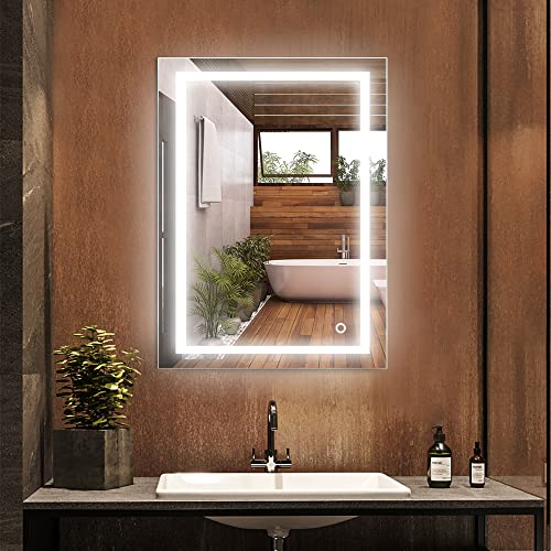 POPSPARK Espejo de Pared,Espejo Baño,Espejo Colgante,Espejo baño con luz,Espejo de Baño,con LED Iluminado,LED iluminadas,6400k,50x70 cm,ILuz Blanca fría, función antivaho