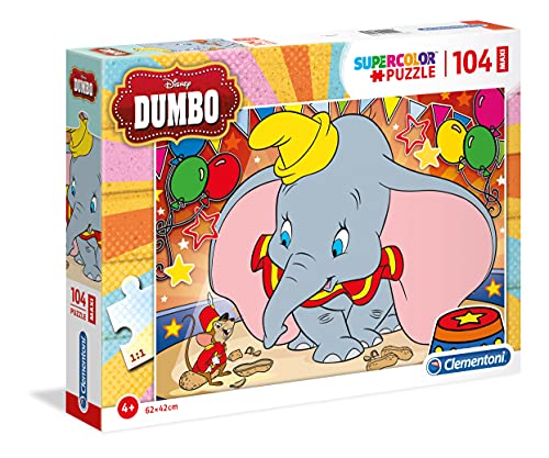 Clementoni - Puzzle infantil 104 Maxi Piezas Dumbo, puzzle infantil de piezas grandes, a partir de 4 años (23728)
