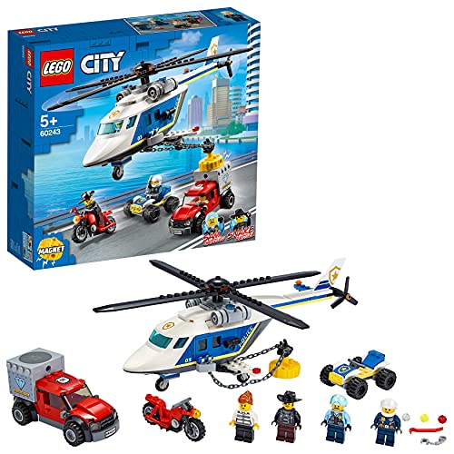 LEGO 60243 City Policía: Persecución en HelicópteroSet de Construcción con Quad ATVMoto y CamiónRegalos de Navidad para Niños 5 Años