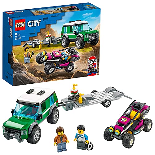 LEGO 60288 City Furgoneta de Transporte del Buggy de Carreras, Coche Todoterreno de Juguete para Niños 5 Años, con 2 Figuras de Conductores