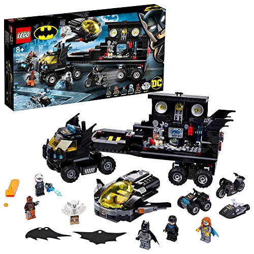 LEGO 76160 DC Batman Batbase Móvil de Batcueva con Camión, Moto Acuática y Avión Jet, Juguete y Regalo para Niños