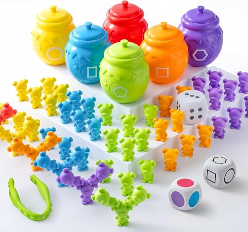 JOYIN Juguetes Montessori 72 Piezas de Coloridos Osos contadores con Vasos de Clasificación a Juego para el Aprendizaje del Color para Niños Pequeños 3-6 años Juguetes Educativos Stem