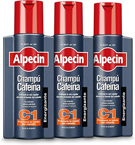 Alpecin Caffeine Shampoo C1 3x 250 ml | Champu anticaida hombre y con cafeina | Tratamiento para la caida del cabello | Alpecin Shampoo Anti Hair Loss Treatment Men