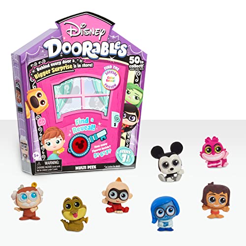 Disney Doorables, Estuche Multi Peek con 5, 6 o 7 Figuras sorpresas, coleccionables, Modelos aleatorios, Juguete para niños a Partir de 5 años, DRB04