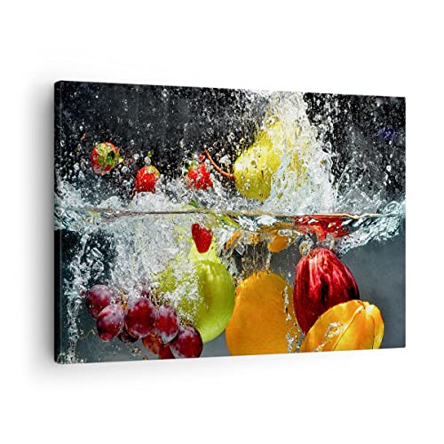 Cuadro sobre lienzo - Impresión de Imagen - Frutas Agua Splash alimentos - 70x50cm - Imagen Impresión - Cuadros Decoracion - Impresión en lienzo - Cuadros Modernos - Lienzo Decorativo - AA70x50-2972