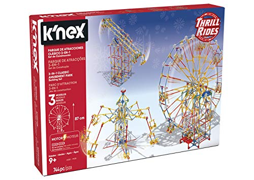 K'nex Knex Thrill Rides. 3En1 Parque Atracciones: Noria + Sillas Voladoras + Péndulo. Juego de Construcción con Motor. 744Pzs. A Partir de 9 años. (Ref. 41230) (Fábrica de Juguetes