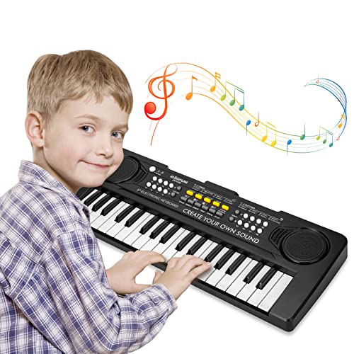 Docam Teclado de Piano para Niños, 37 Teclas Electrónicos Piano Musical para Multifuncionales Portátiles Educativos Niños Cumpleaños Juguetes para 3 4 5 6 Años Niñas Niños (Negro)