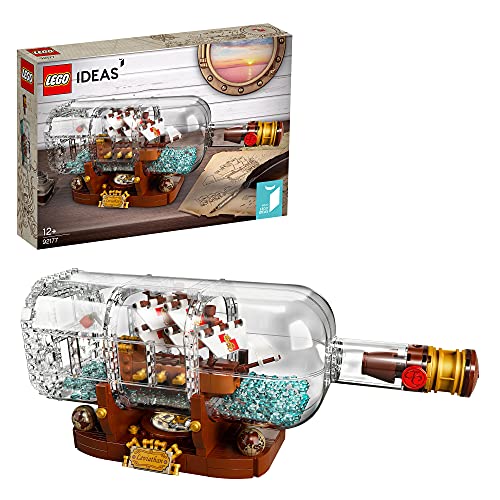 LEGO 92177 Ideas Barco en una Botella, Set de Construcción de Modelo a Escala, Maqueta para Construir y Exponer 12 años
