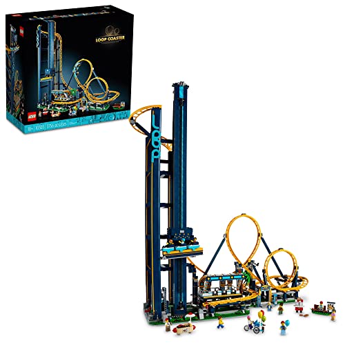 LEGO Icons Loop - Juego de posavasos 10303, kit de construcción para adultos, parque de atracciones con tren de pasajeros, gran idea de regalo