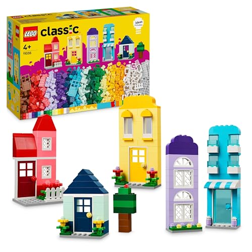 LEGO Classic Casas Creativas, Juguete de Construcción de Casa con Ladrillos, Regalo para Niños y Niñas de 4 Años o Más, Accesorio de Puertas, Ventanas y Jardines 11035