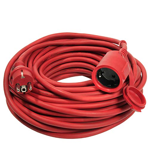 as - Schwabe - Cable alargador de goma - 50 m de cable con clavija de contacto de protección, incl. tapa de protección - cable alargador de 230 V / 16 A - IP44 - Rojo I 60265