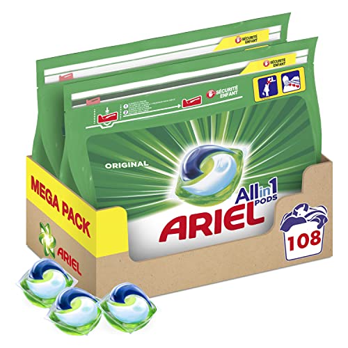 Ariel Pods Detergente Lavadora Cápsulas, 108 Lavados (2 x 54), Original