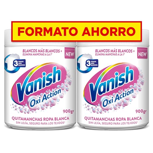 Vanish Oxi Action - Quitamanchas y Blanqueador para Ropa Blanca, en Polvo, Sin Lejía - Pack de 2 x 900 g