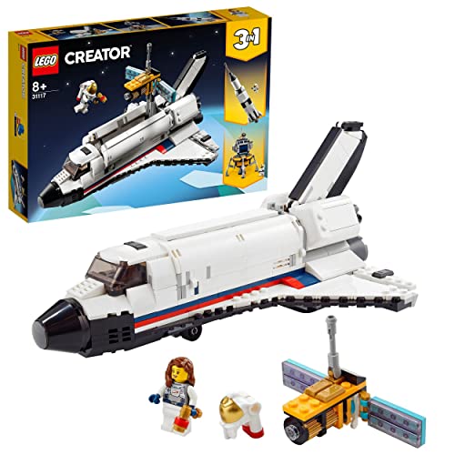 LEGO 31117 Creator 3en1 Aventura en Lanzadera Espacial, Cohete de Juguete o Módulo de Aluzinaje, Juegos de Construcción para Niños, Reyes