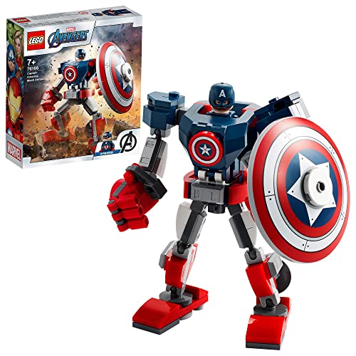 LEGO 76168 Marvel Vengadores Armadura Robótica del Capitán América, Figura de Acción de Juguete para Niños a Partir de 7 Años