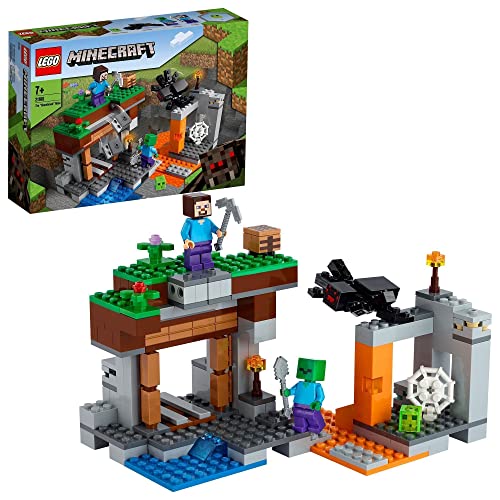 LEGO 21166 Minecraft La Mina Abandonada, Juguete de Construcción para Niños de 7 Años o Más, Juego de Acción con Ladrillos, Araña, Zombie y Slime