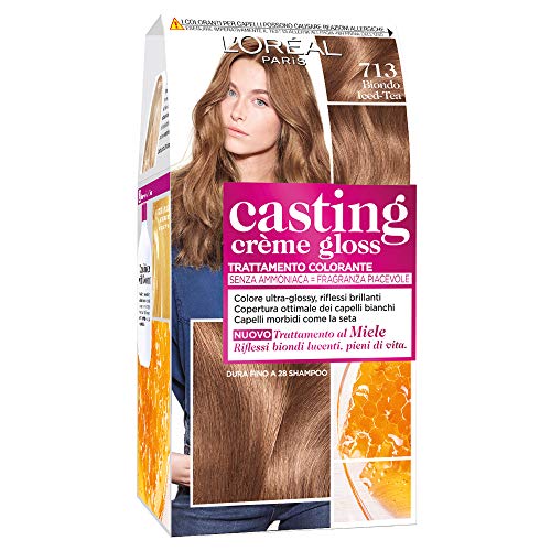 L'Oréal Paris Casting Creme Gloss, tratamiento colorante para el cabello, sin amoniaco para una fragancia agradable. Biondo Iced Tea 713
