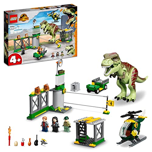 LEGO 76944 Jurassic World Fuga del Dinosaurio T. Rex, Helicóptero y Coche de Juguete, Juego Creativo para Niños a Partir de 4 Años