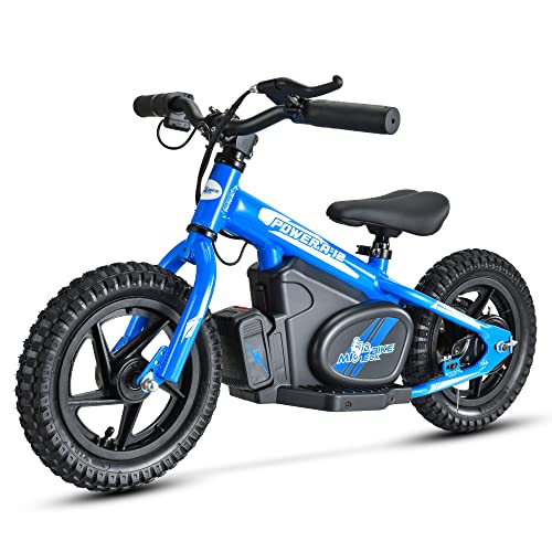 Mio Teck - Electric Balance Bike Azul | Bicicleta eléctrica azul para niños, 12 pulgadas, 3-5 años, 2 velocidades 8-16 km/h, 24 V 100 W Brush Motor