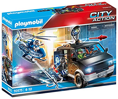PLAYMOBIL City Action 70575 Helicóptero de Policía: persecución del vehículo huido, para niños de 4 a 10 años