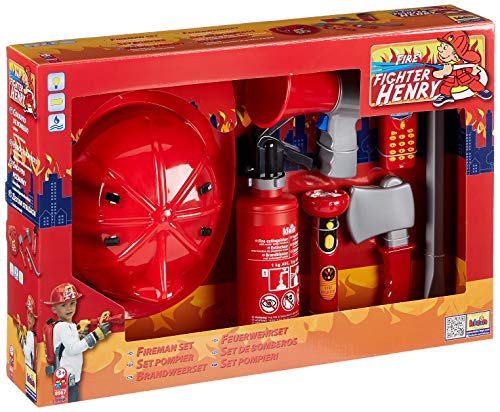 Theo Klein 8967 Kit de cuerpo de bomberos Fire Fighter Henry | Extintor con función de pulverización, linterna, y muchas otras cosas | Para niños a partir de 3 años