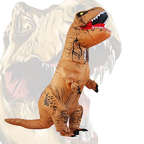 Halloween Adulto Inflable T Rex Dinosaur Partido Dinosaurio Hinchable Traje Funny Dress Brown (Puerto USB)