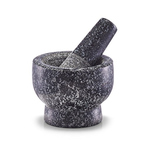 Zeller 24504 - Juego de mortero y pilón, ø9 cm, altura 6,5 cm, color granito antracita