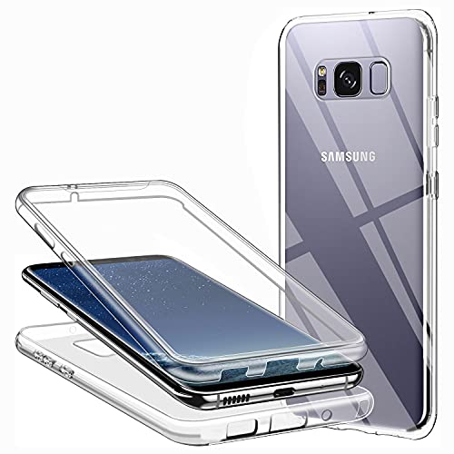ZYIMOU Funda para Samsung Galaxy S8, 360 Grados Carcasa Transparente Ultrafino Silicona TPU Frente y PC Back Case Protección Integral Funda de Doble Protección - Transparente