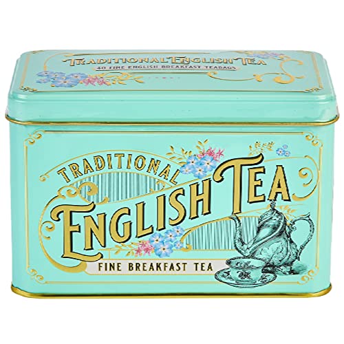 New English Tés Vintage Victoriano Lata con 40 bolsitas de té de desayuno inglés