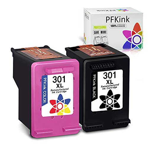 PFKink Remanufacturado para HP 301XL 301 - Cartuchos de tinta de repuesto para HP Deskjet 1010, 1510, 1512, 2050, 2540, HP Envy 4500, 4501, 4502, 5530, OfficeJet 2620 y 2621 4631 (1 Negro, 1 Tricolor)