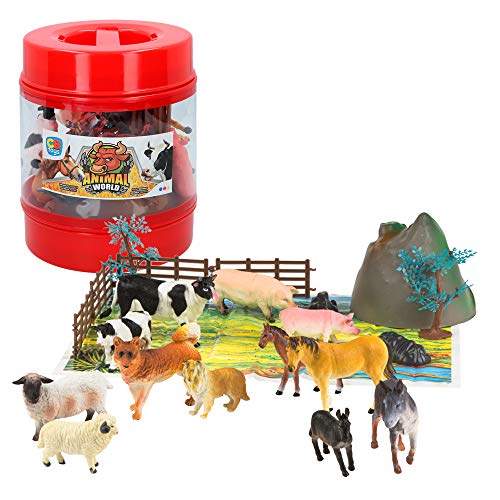 ColorBaby - Bote con animales de granja de Animal World - 21 piezas