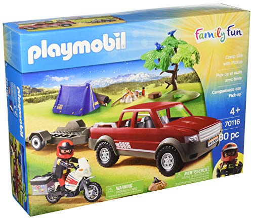 PLAYMOBIL- Campamento con Pick-UP Accesorios de muñecos y Figuras, Multicolor (PLA70116)