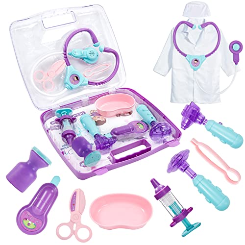 HERSITY Juguetes de Imitacion Maletin Doctora Juguete de Medicos Enfermera Regalos para Niñas Niños (púrpura)