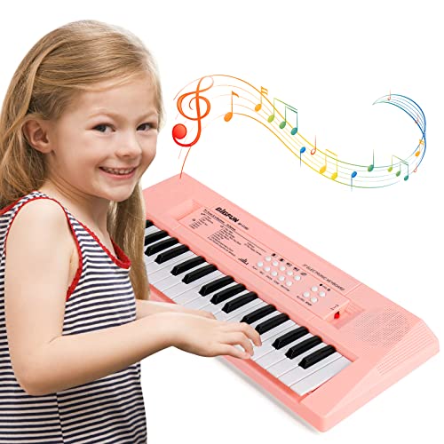 Docam Teclado de Piano para Niños, 37 Teclas Electrónicos Piano Musical con Micrófono para Multifuncionales Portátiles Niños Cumpleaños Juguetes para 3 4 5 6 Años Niñas Niños (Rosa)