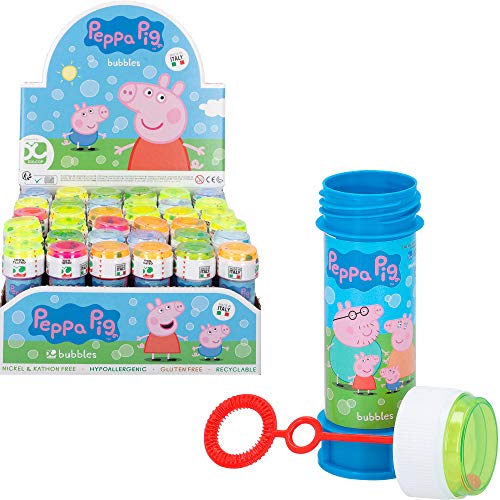 ColorBaby - Pack 36 pomperos Peppa Pig, pomperos para niños, pomperos baratos, bote pompas de jabón, juguete burbujas jabón, 60 ml, 3+, varios colores, 36 unidades