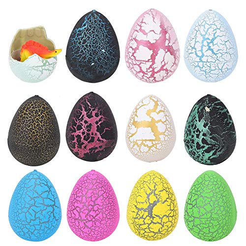12pcs Huevos de incubación de dinosaurio incubados, huevos de pascua inflados coloridos huevos de dinosaurio de grietas de juguetes educativos para niños(Huevos de dinosaurio)