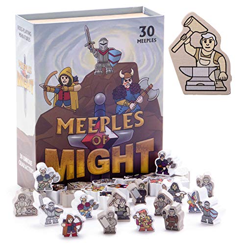 Meeples of Might - 30 minis coloridos y heroicos de 16 mm – Accesorios en miniatura de fantasía de madera para jugar a rol de mesa RPG y estrategia táctica juego de mesa a granel piezas de token