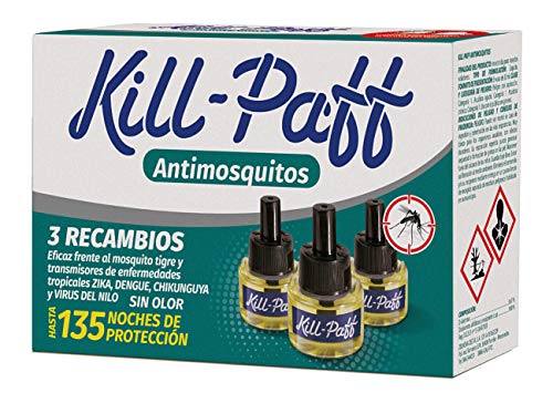 KILL-PAFF | Insecticida Eléctrico | Antimosquitos| Eficaz Contra Mosquito Tigre y Transmisores de Enfermedades Tropicales | Sin Olor|135 Noches de Protección
