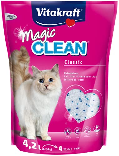 Vitakraft - Magic Clean, Arena para Gatos con Perlas de Gel de Sílice Súper Absorbentes - 4,2 L / 1,85 kg