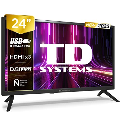 TD Systems - Televisores 24 Pulgadas Led HD, USB Grabador Reproductor, Sintonizador Digital DVB-T2/C/S2 - PRIME24X14H