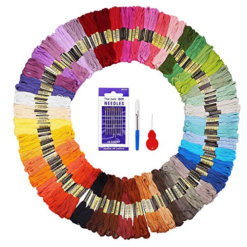 Madejas de Hilos 144 Madejas 48 Colores Fuyit Hilos de Bordar de Algodón Bordado Kit de Hilos Cross Stitch Bordado Hilos