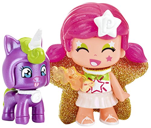 Pinypon- Figura estrella y mascota unicornio, colores rosa y lila, efecto perlado (Famosa 700014276)