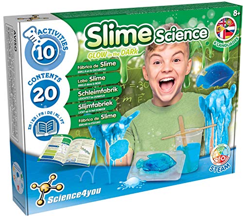 Science4you - Fabrica de Slime para Niños +8 Años - Kit Científico para Hacer Slime con 10 Experimentos para Niños: Slime Brilla en la Oscuridad, Laboratorio de Quimica, Juegos Educativos Niños 8 Años