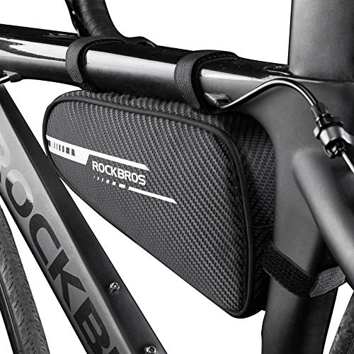 ROCKBROS Bolsa Triangular Cuadro Bicicleta, Bolsa de Almacenamiento para MTB BMX Bicicleta Carretera Ciclismo (Negro)