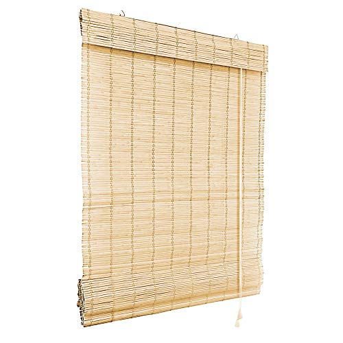 Victoria M. Persiana Enrollable de Bambú para Interiores, Cortina de Protección Solar y Privacidad para Puertas y Ventanas, 60 x 160 cm, Natural