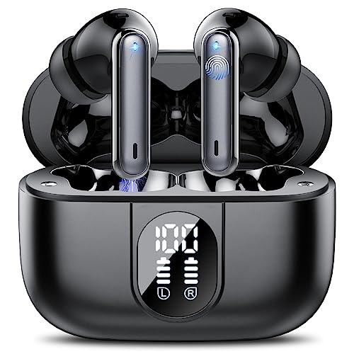 Csasan Auriculares Inalámbricos, Bluetooth 5.3 HiFi Estéreo con 4 HD Micró, Pantalla LED Reproducción de 40H, Control Táctil, IPX7, Carga Rápida USB-C[2023]