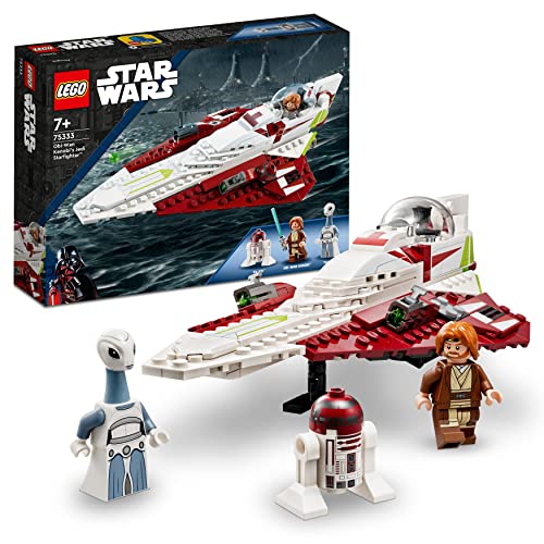 LEGO Star Wars Caza Estelar Jedi de OBI-WAN Kenobi, Juguete de Construcción para Niños y Niñas de 7 Años o Más, Droide R4-P17, Taun We y Espadas Láser 75333