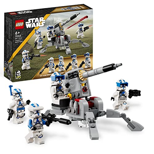 LEGO Star Wars TM Pack de Combate: Soldados Clon de la 501, Juego de Batalla, Vehículo AV-7, Juguete para Construir, Mini Figuras, Guerras Clon 75345